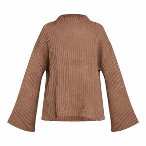 PETITE MOCHA LUXE RIB KNIT OVERSIZED SWEATER
